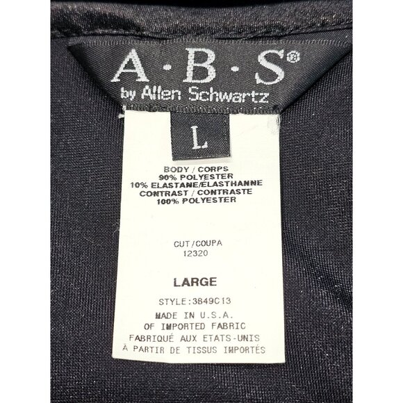 A.B.S. By Allen Schwartz Women's Black Velvet Wrap Dress Ruffled Hem Sz L 2564 - Picture 8 of 10